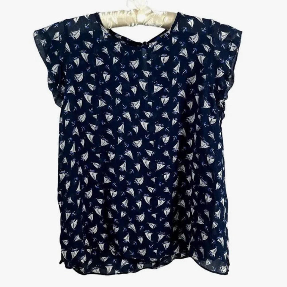 Ralph Lauren Polo Sail Boat Chiffon Blouse Size S
